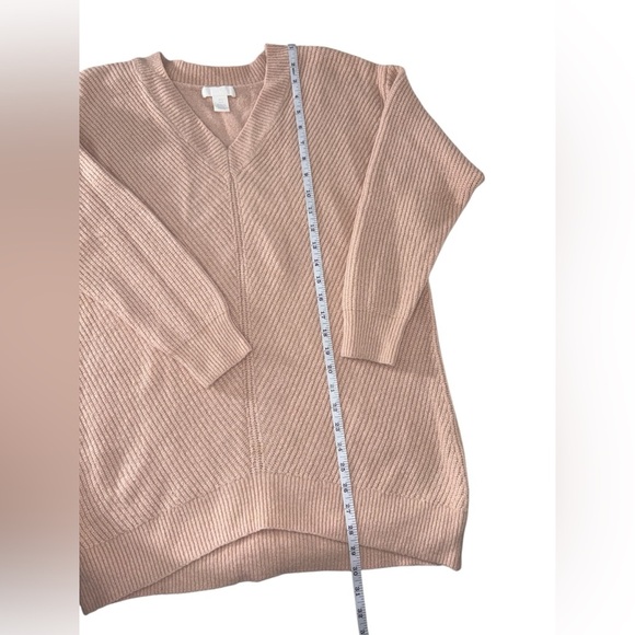 H&M Ribbed V-Neck Soft Sweater in Powder Pink Size Small Long Sleeve - Picture 7 of 8